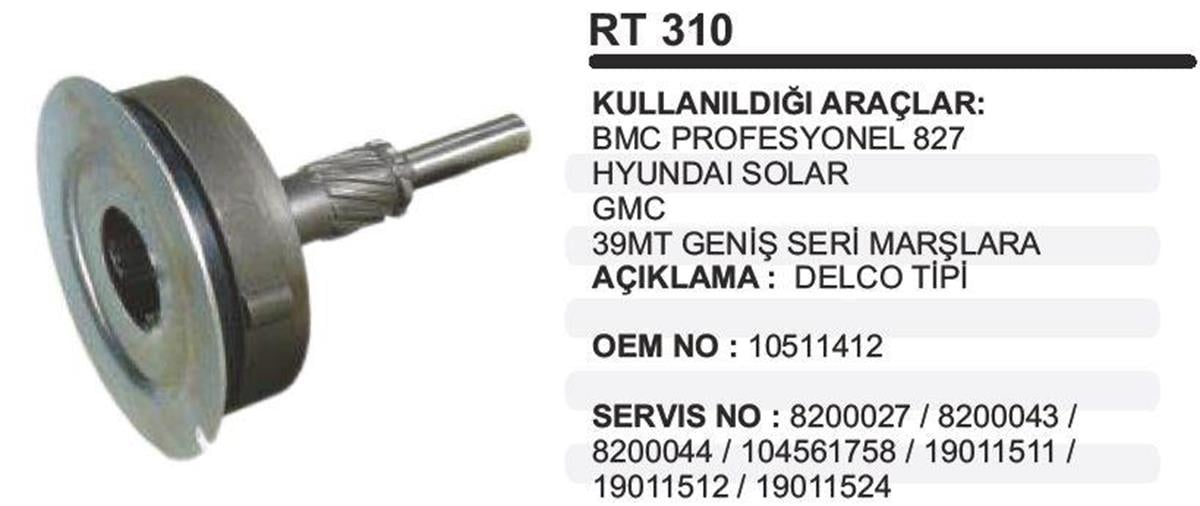 Rediktör Tm Tk Delco Tip 39MT Bmc Profesyonel 827 39MT 39MT Bmc Pro 827 Hyundai Solar 39MT Genıs Seri Marslara | REMARK RT310