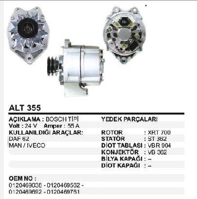 Alternatör 24V 55AH Bosch Tipi Iveco Ford Cargo Daf Man 0120469527 | REMARK ALT355