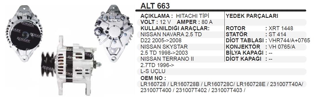 REMARKALT663-Alternatör Dinamo