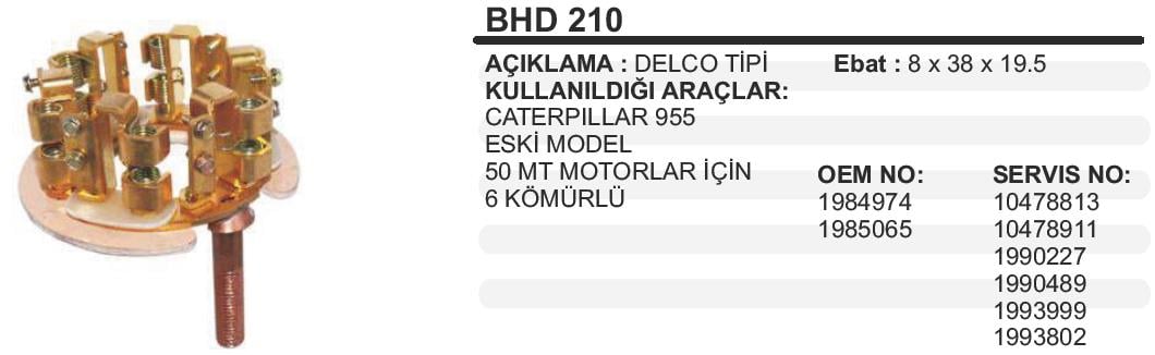 Kömür Yuvası 6 Lı Çift Yaylı Caterpiller 955 -Em 50MT 6 Kömürlü 8X38X19,5 | REMARK BHD210