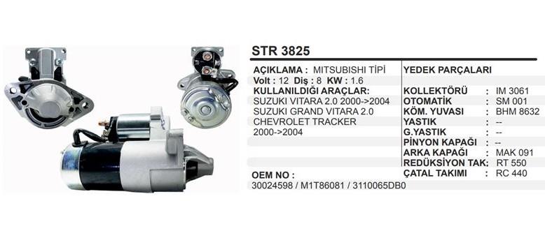 Marş Motoru 12V 8DİŞ Suzuki Vıtara Grand 2.0 00> | REMARK STR3825