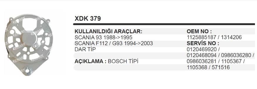 Alternatör Arka Kapak Scania F112 G93 Dar Bosch Tipi | REMARK XDK379