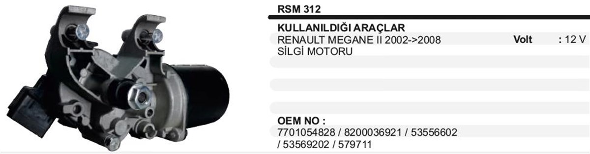 Silgi Motoru 12V Renault Megan 2/02-08 WWS312 | SGR 56028