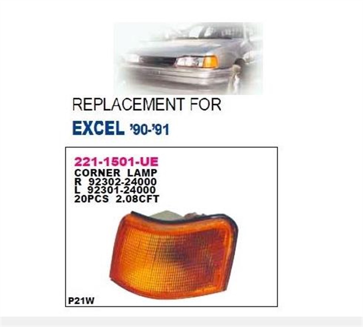 Sinyal Lambası Sağ Hyundai Excel Sarı (duysuz) | Depo 2211501rue