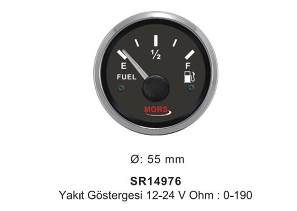 Mors Yakıt Göstergesi 12-24V 52 Çap Siyah SR14976 | SR 14976
