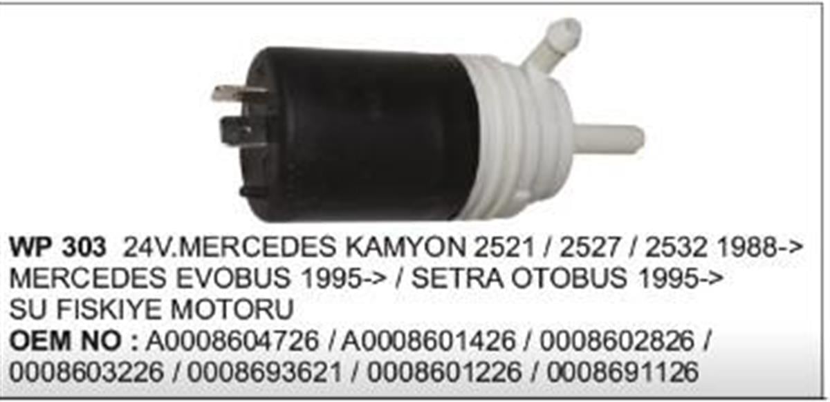 Su Fıskiye Motoru 24V Mercedes Kamyon 2521 2527 2532 Ford Cargo Ym