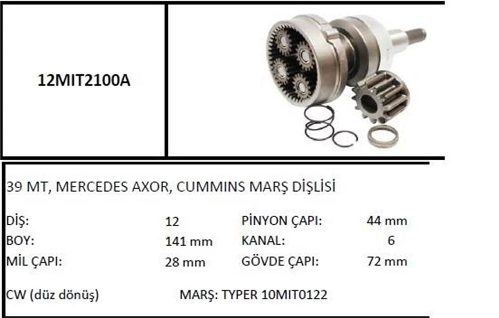 TYPER12MIT2100A-Marş Dişlisi