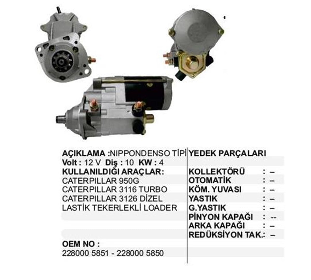 UNIPSTR9050-Marş Motoru - Marş Dinamosu