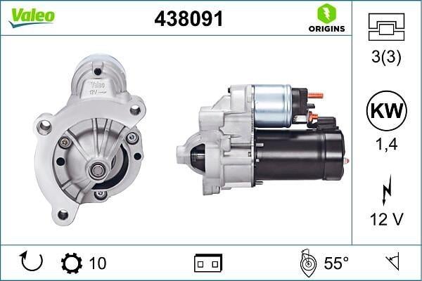 Marş Motoru 12v 10diş Peugeot Partner 206 306 1.9 Partner (d6ra) 438091 | Valeo 438091