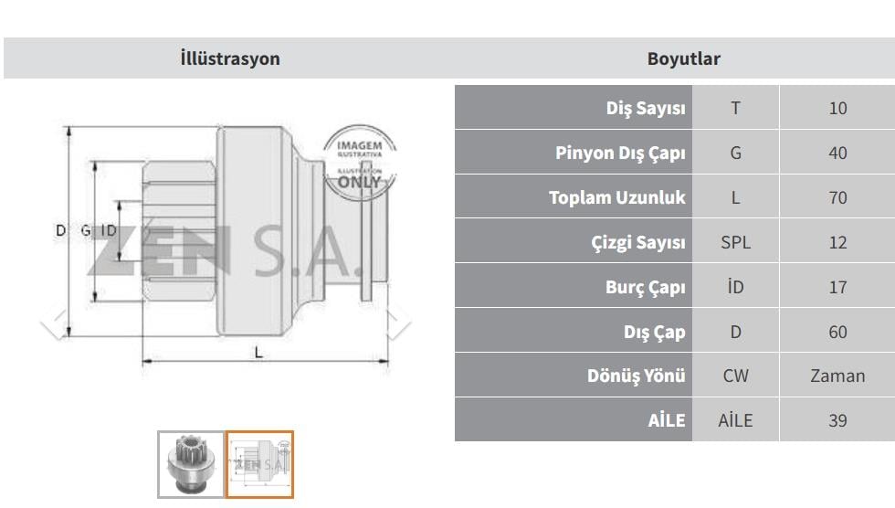 Marş Dişlisi 10diş Ford Dodge İnce Freze Bmc 140 İnce Freze-new Holland Ford Kamyon (738) Zen0096 Form-42455 | Zen 0096