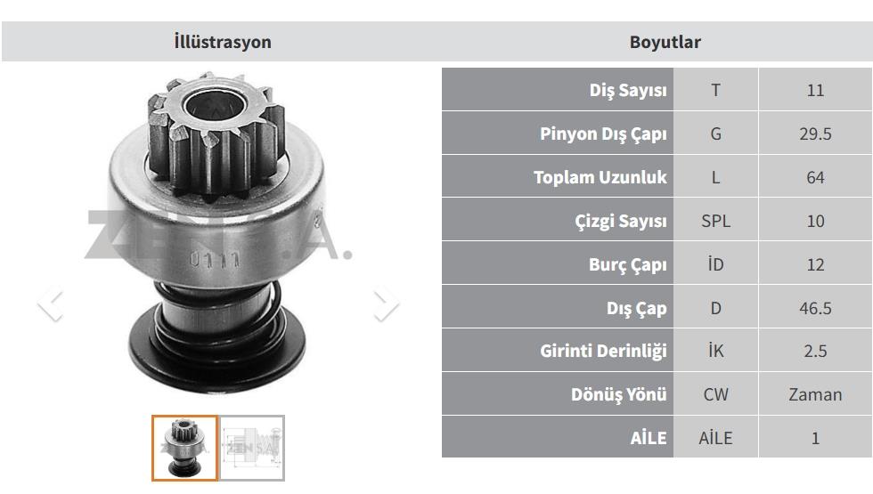 Marş Dişlisi 11DİŞ Volvo Penta Fiat Alfa Audi Atma Motor ZEN0111 | ZEN 0111