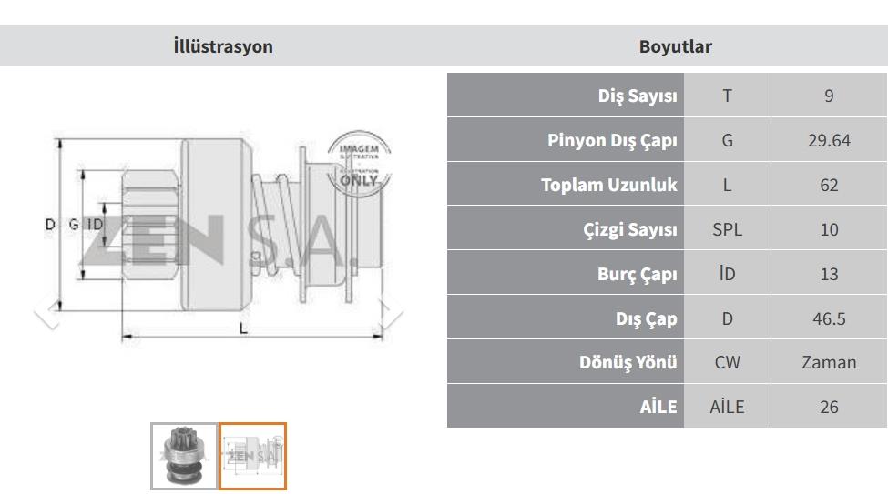 Marş Dişlisi 9DİŞ Nissan Isuzu Datsun ZEN0141 | ZEN 0141