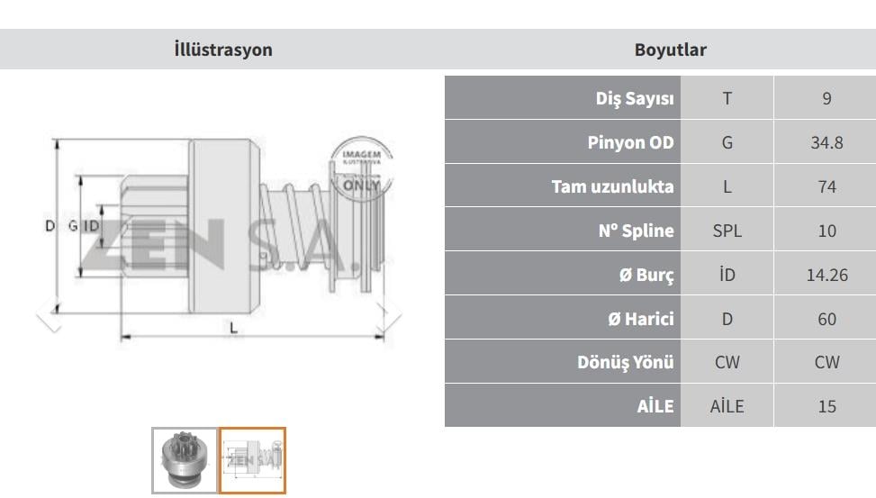 Marş Dişlisi 9DİŞ Volvo Mercedes 50NC Fiat ZEN291 | ZEN 0291