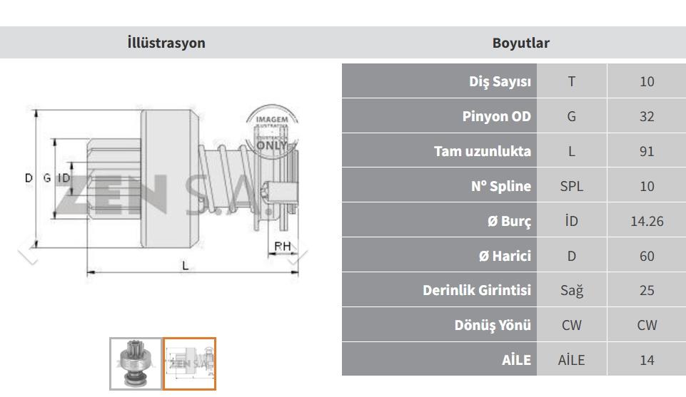 Marş Dişlisi 10DİŞ Jonder Traktör ZEN0304 | ZEN 0304