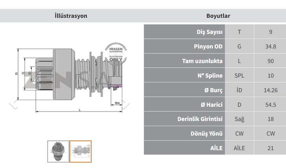 Marş Dişlisi 9DİŞ İnter Trk.ort.frz ZEN0318 | ZEN 0318