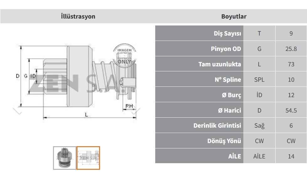 Marş Dişlisi 9DİŞ Mercedes 200D 220D 240D ZEN0319 | ZEN 0319