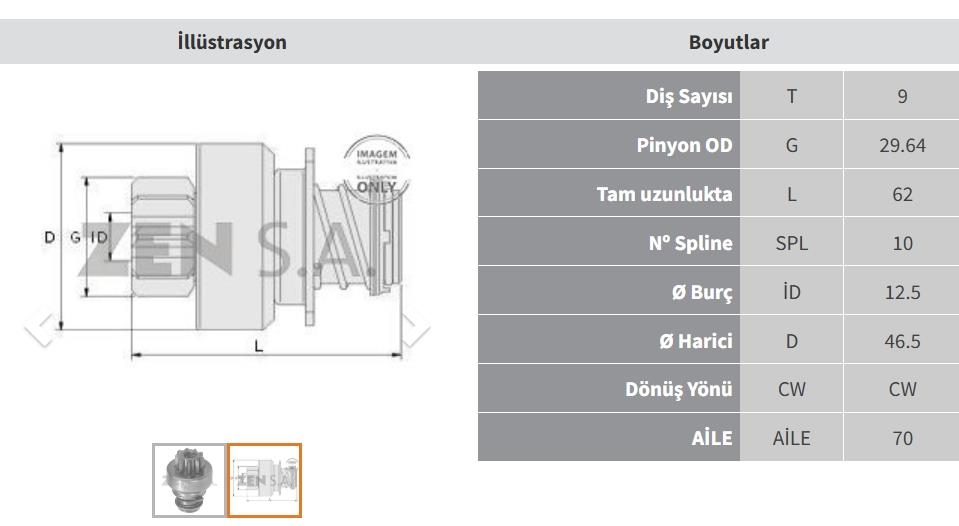 Marş Dişlisi 9DİŞ Isuzu ZEN0351 | ZEN 0351