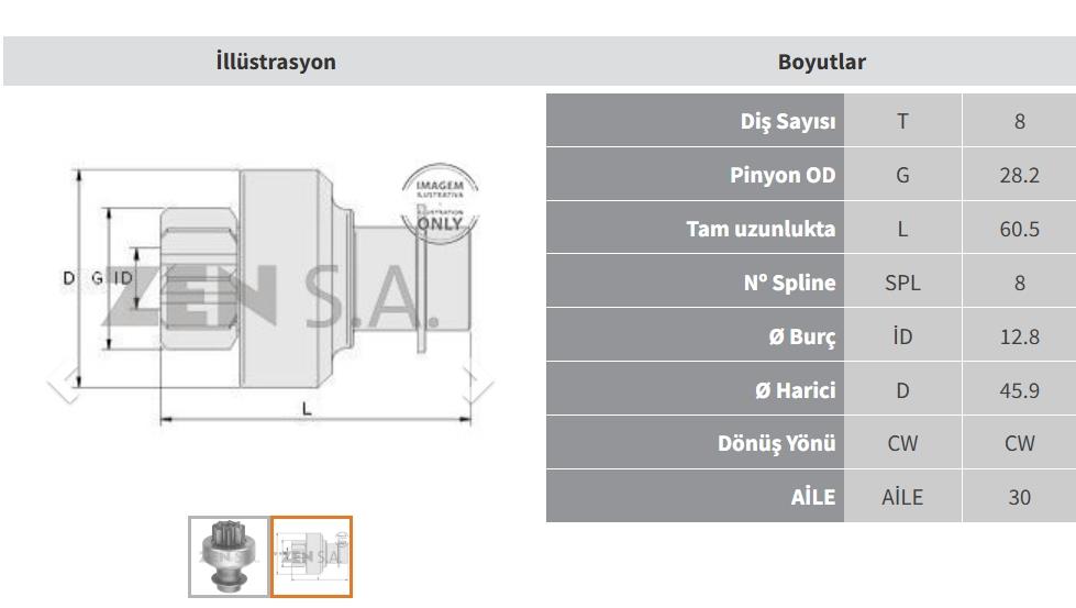 Marş Dişlisi 8DİŞ Uzun Mitsubishi ZEN0352 | ZEN 0352