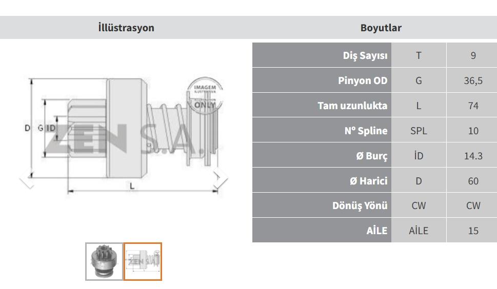 Marş Dişlisi 9DİŞ Granada Mercedes 50NC ZEN0365 | ZEN 0365