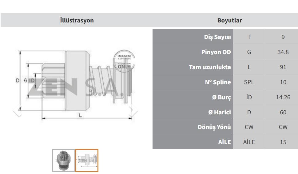 Marş Dişlisi 9DİŞ Mercedes 302 Volvo Tf Tam Freze ZEN0367 | ZEN 0367
