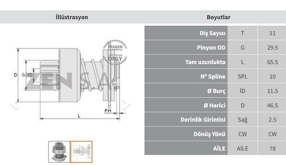 Marş Dişlisi 11DİŞ Şahin Dizel Audi Dizel ZEN0394 Audi Atma Motor | ZEN 0394