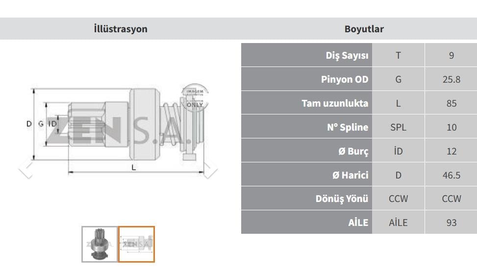 Marş Dişlisi 9diş Vw Minibüs 1.6 Dizel Zen0428 | Zen 0428