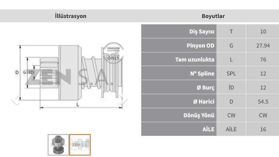 Marş Dişlisi 10DİŞ Pejo 504-505/J9 Dizel ZEN0530 | ZEN 0530