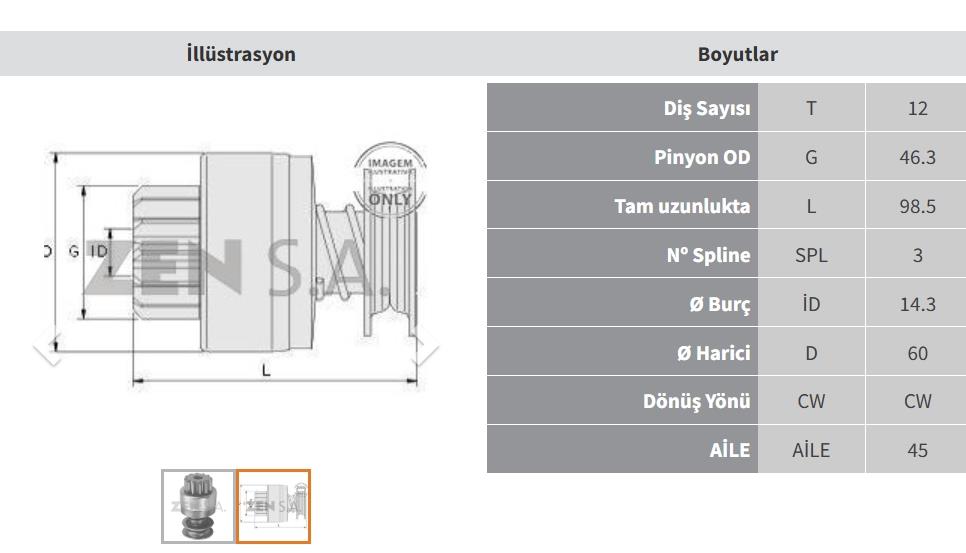 Marş Dişlisi 12DİŞ Samsung Daewo Forklift 37MT Samsung Daewoo İş Makinası ZEN0624 | ZEN 0624