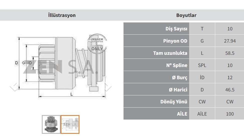 Marş Dişlisi 10DİŞ Mercedes 190E R9 Tipo ZEN0630 | ZEN 0630