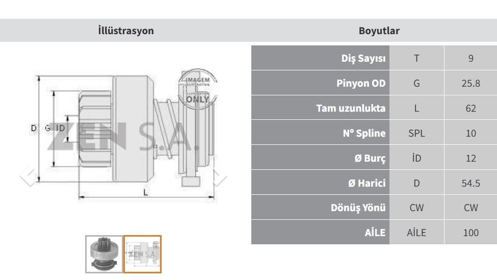 Marş Dişlisi 9diş Fiat Dizel Audi Volkswagen | Zen 0631