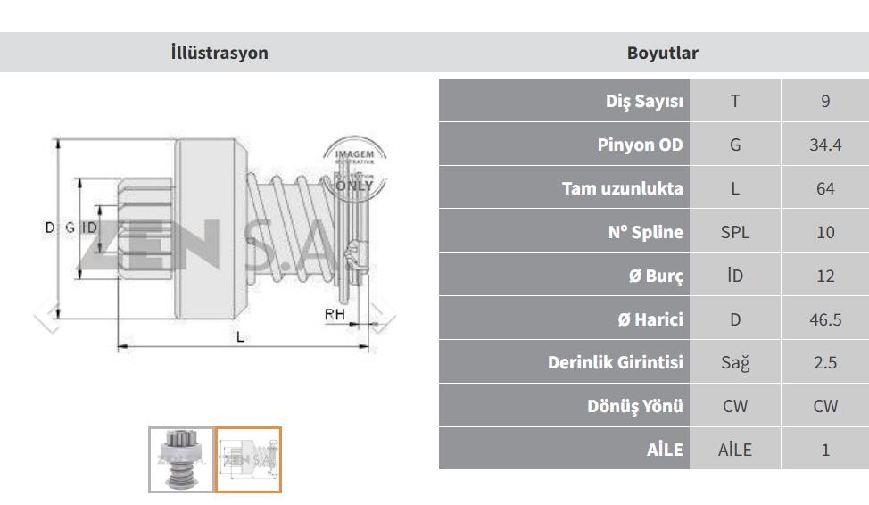 Marş Dişlisi 9DİŞ Goldoni Pancar Motor ZEN0638 | ZEN 0638