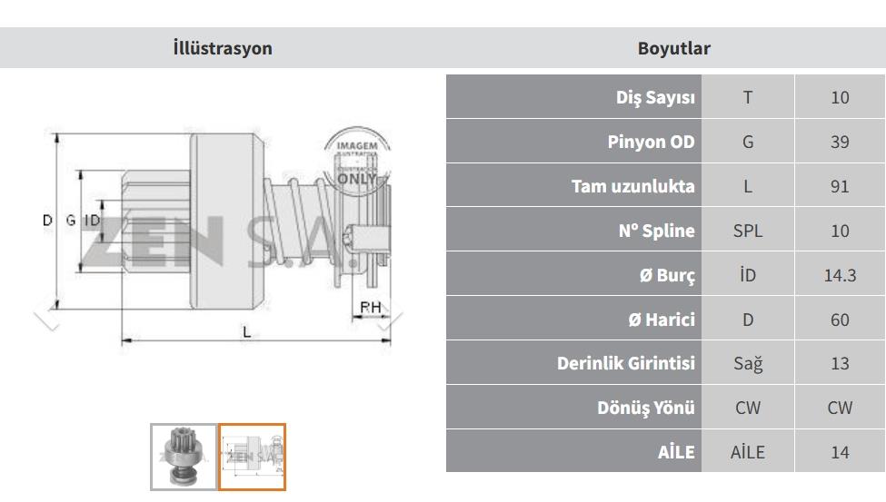 Marş Dişlisi 10DİŞ Mf Ford Dodge Chrysler ZEN0661 | ZEN 0661