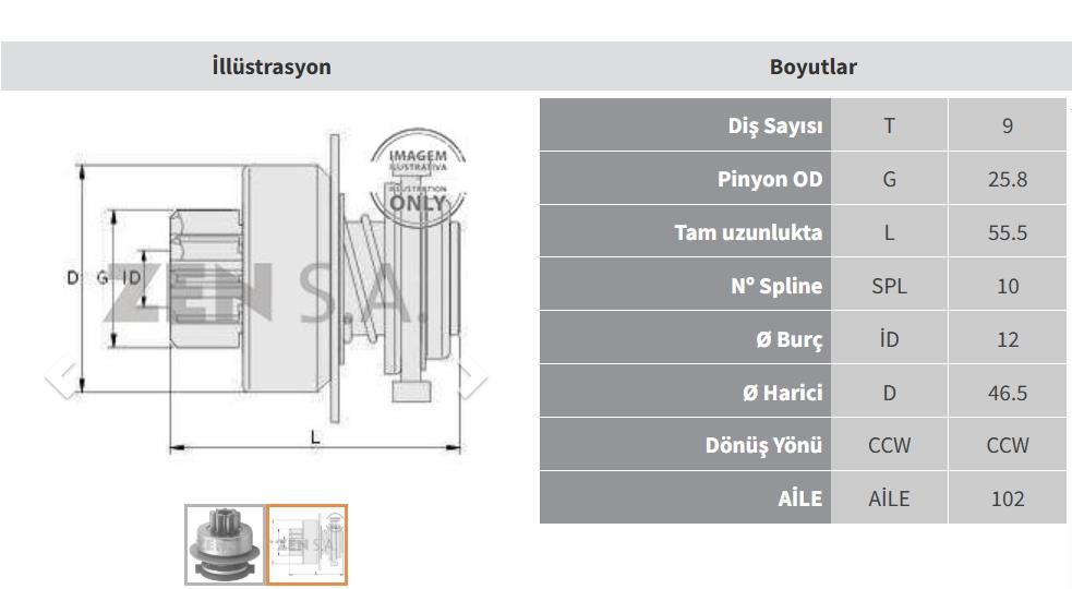 Marş Dişlisi 9DİŞ Vw Seat Cordoba Ters ZEN0799 | ZEN 0799