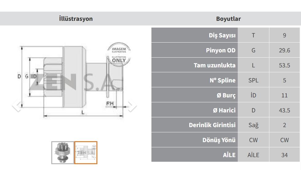 Marş Dişlisi 9DİŞ Toyota Em Denso Tip ZEN0809 | ZEN 0809