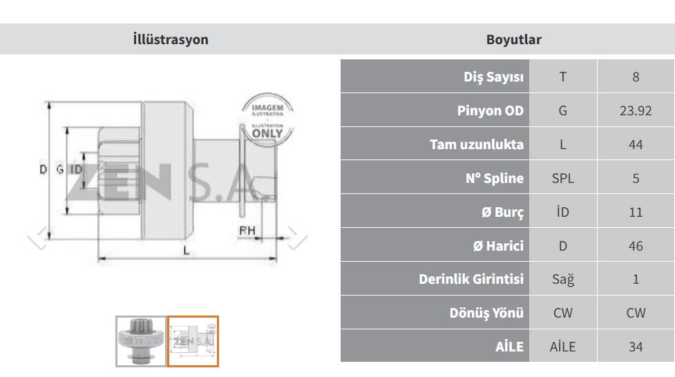 Marş Dişlisi 8DİŞ Mercedes Renault Megane Clio ZEN0843 | ZEN 0843
