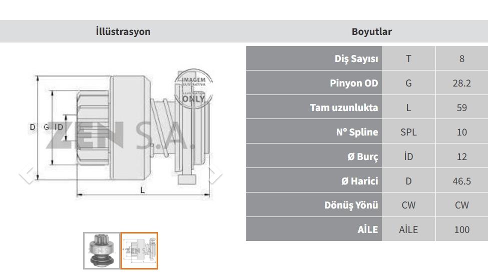 Marş Dişlisi 8DİŞ Mazda 323 Bosch Tip ZEN0871 | ZEN 0871