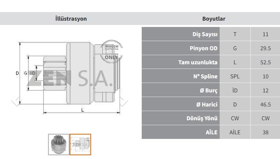 Marş Dişlisi 11diş Tempra 2.0 Tipo Uno Zen0878 | Zen 0878