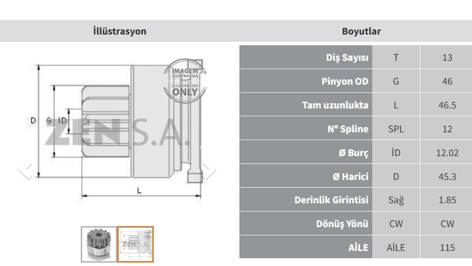 Marş Dişlisi 13diş Transit Ym Şanzumanlı Zen0907 | Zen 0907