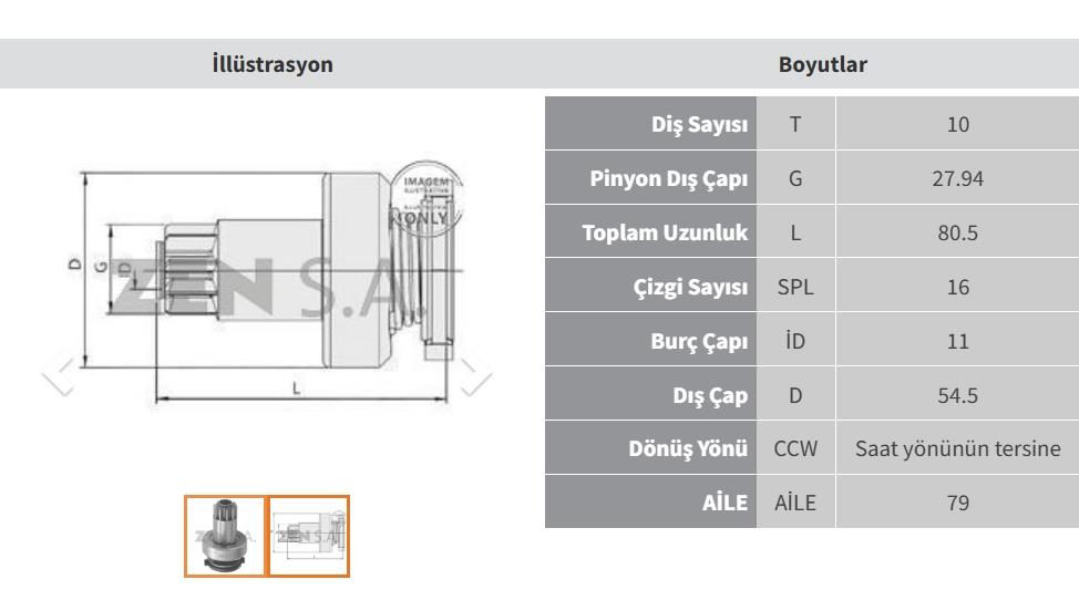 Marş Dişlisi 10DİŞ Vw Transporter Ters ZEN0937 | ZEN 0937