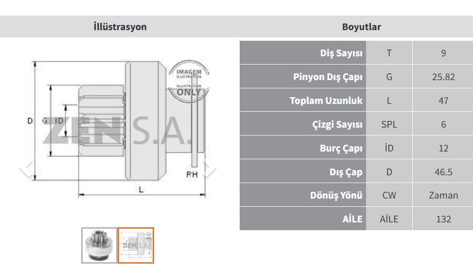 Marş Dişlisi 9DİŞ Chevrolet Cruze Opel Astra Vectra | ZEN 10003