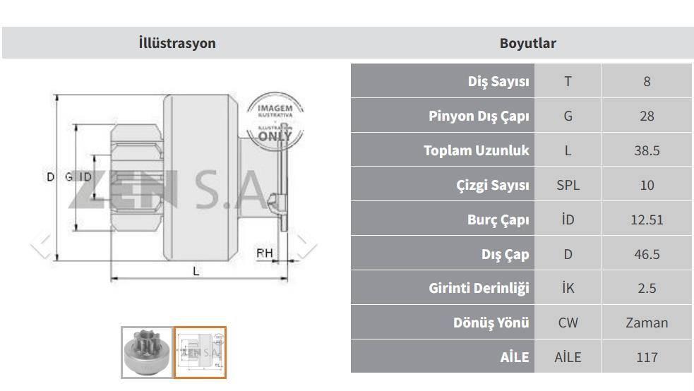 Marş Dişlisi 8DİŞ Datsun 200SX Sentra | ZEN 1020