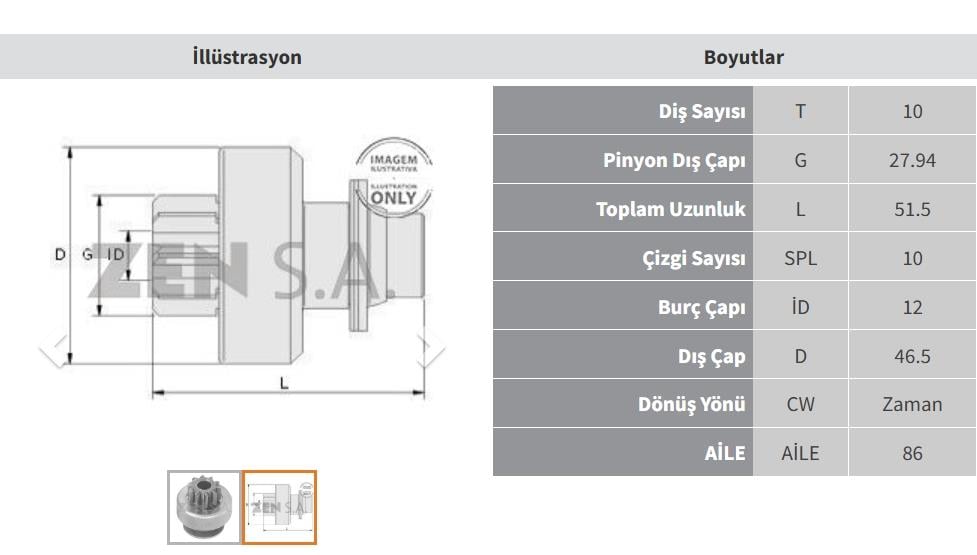 Marş Dişlisi 10diş Opel Partner R9 R19 Clio | Zen 1209