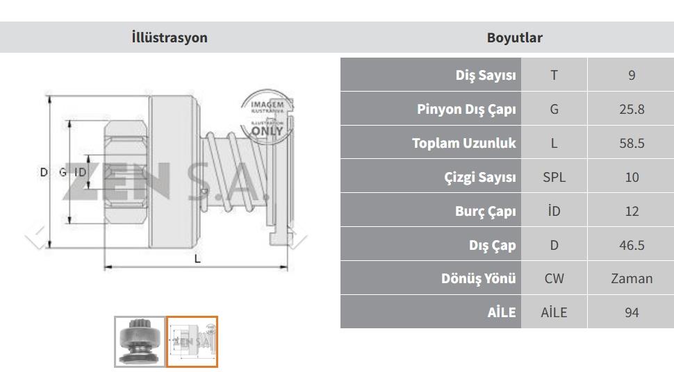 Marş Dişlisi 9DİŞ Land Rover Discover Opel Astra Vectra ZEN1474 1006209605 1006209606 1006209928 | ZEN 1474