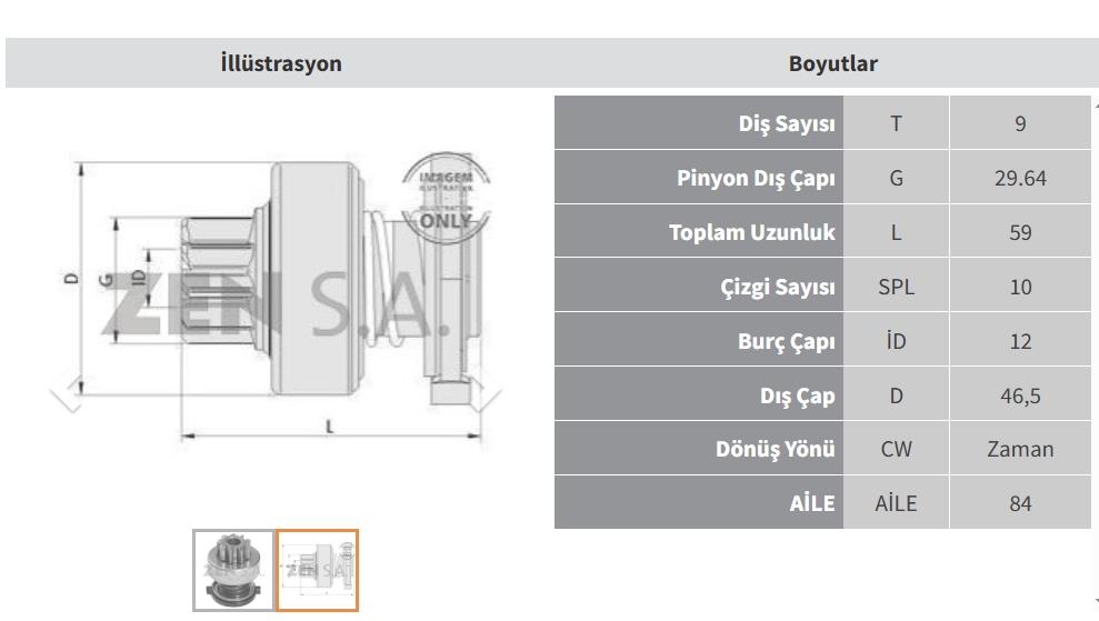 Marş Dişlisi 9DİŞ Bmw Serisi 5 7 8x5 | ZEN 1486