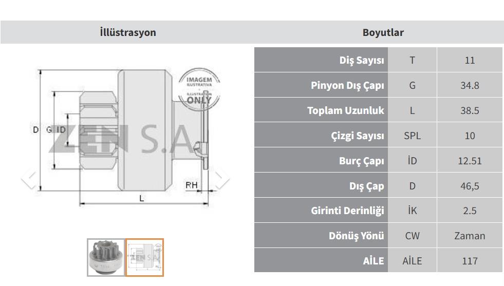 Marş Dişlisi 11DİŞ Opel Astra Vectra Corsa Yanmar Case | ZEN 1556