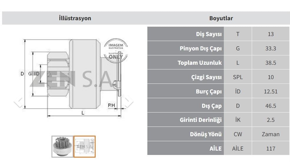 Marş Dişlisi 13DİŞ Opel Vectra Astra ZEN1557 | ZEN 1557