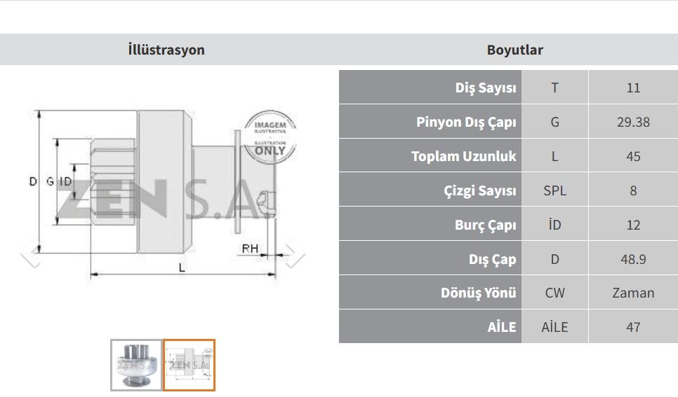 Marş Dişlisi 11DİŞ Citroen Pejo 206 306 ZEN1758 | ZEN 1758