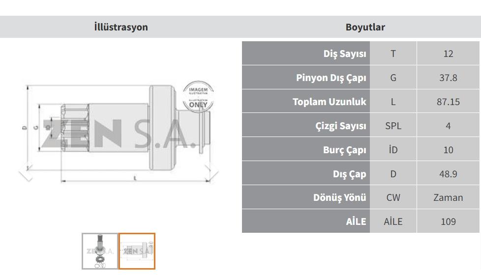Marş Dişlisi 12DİŞ Vw Amarok Crafter | ZEN 1768