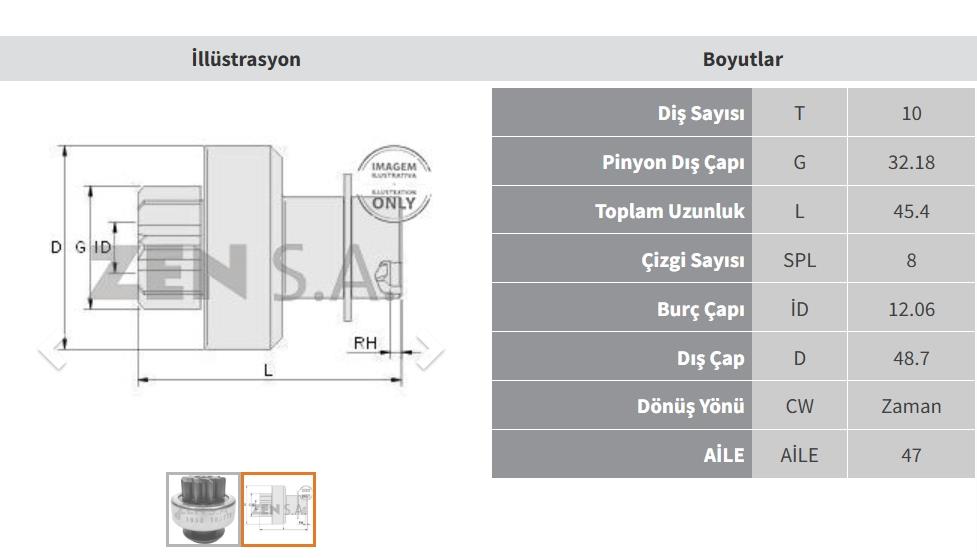 Marş Dişlisi 10DİŞ Nissan Opel Renault Master Ym ZEN1838 | ZEN 1838