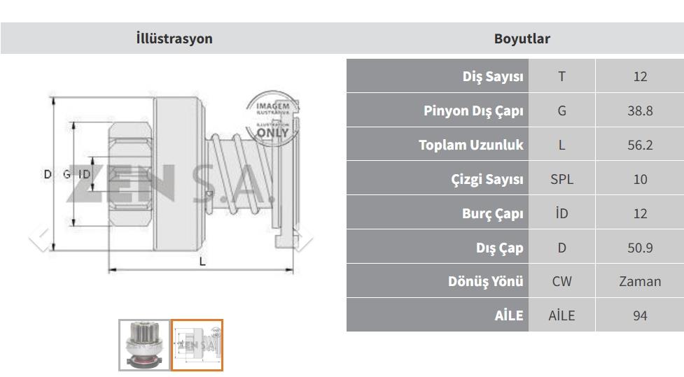 Marş Dişlisi 12DİŞ Citroen Jumper Ford Transit | ZEN 1874